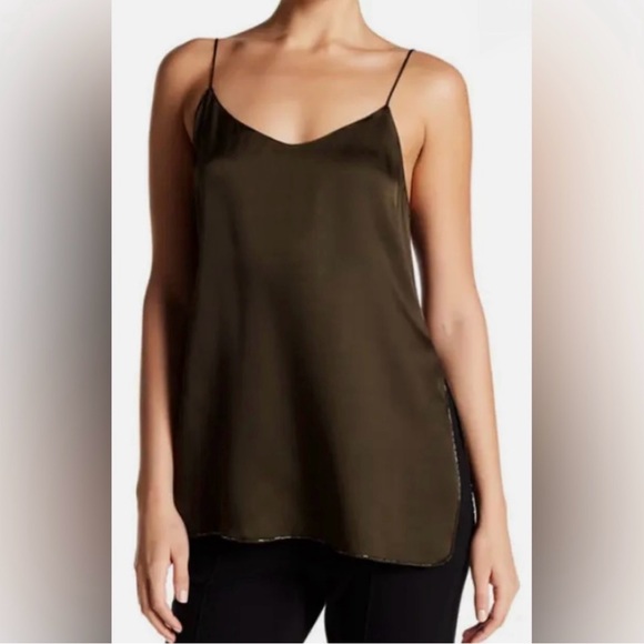 Theory Black 100% Silk Tank with beaded side slits and hem size small - Picture 7 of 7